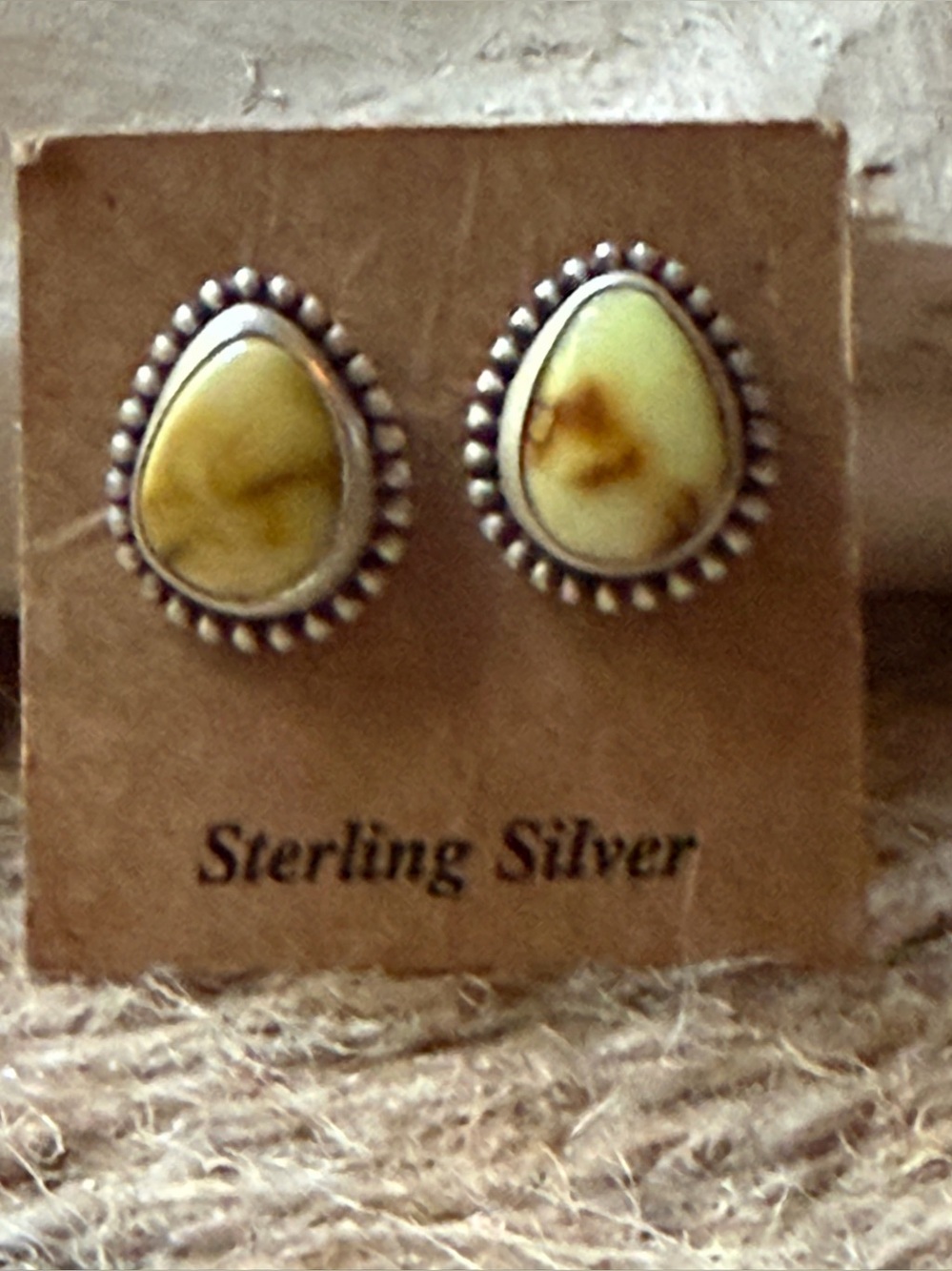 Sterling Silver Teardrop Earrings with Palomino